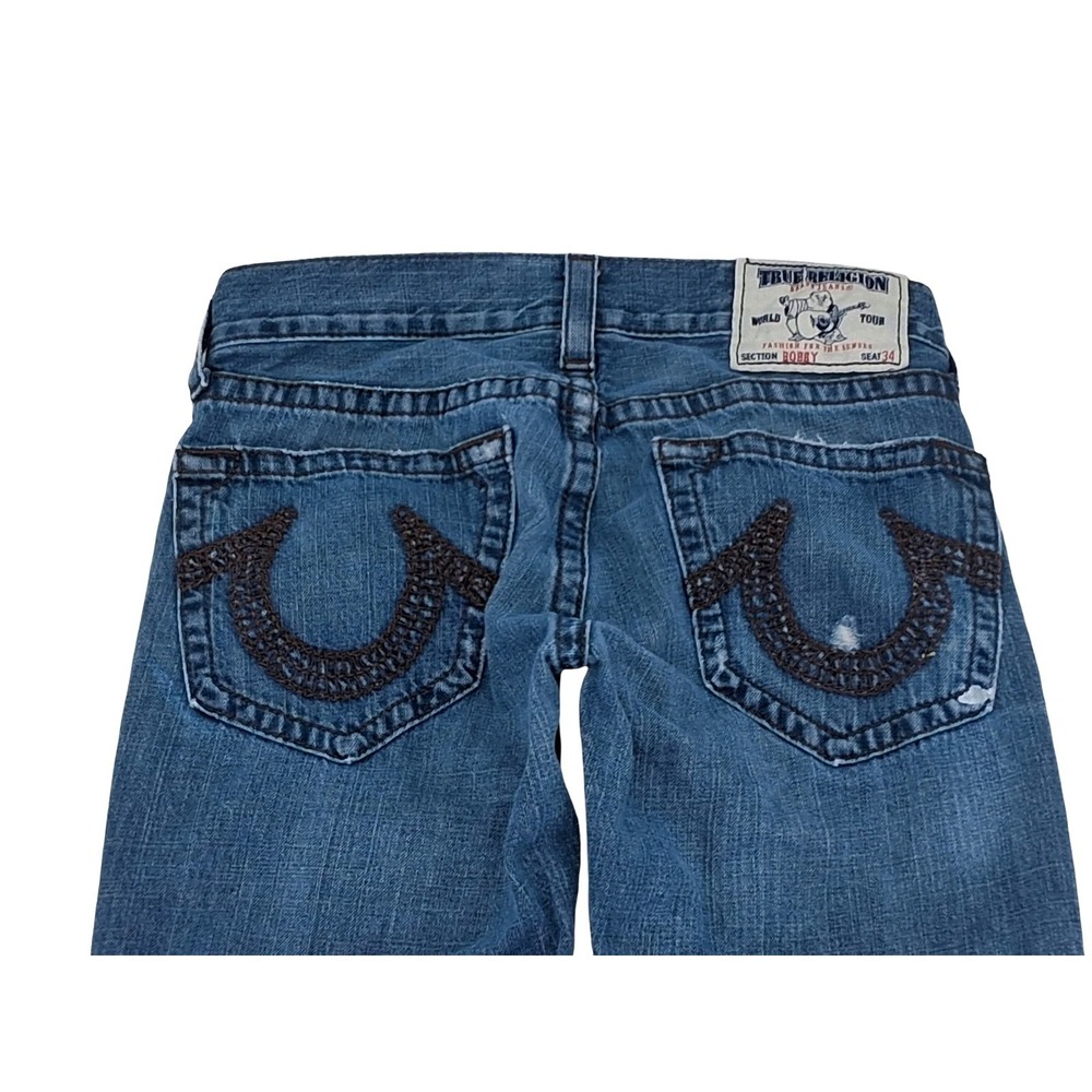 True Religion Bobby Jeans Mens 31x31 Blue Medium Wash Straight Made USA Denim - Picture 7 of 9